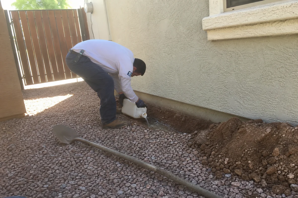 Trench-and-treat treatment in progress
